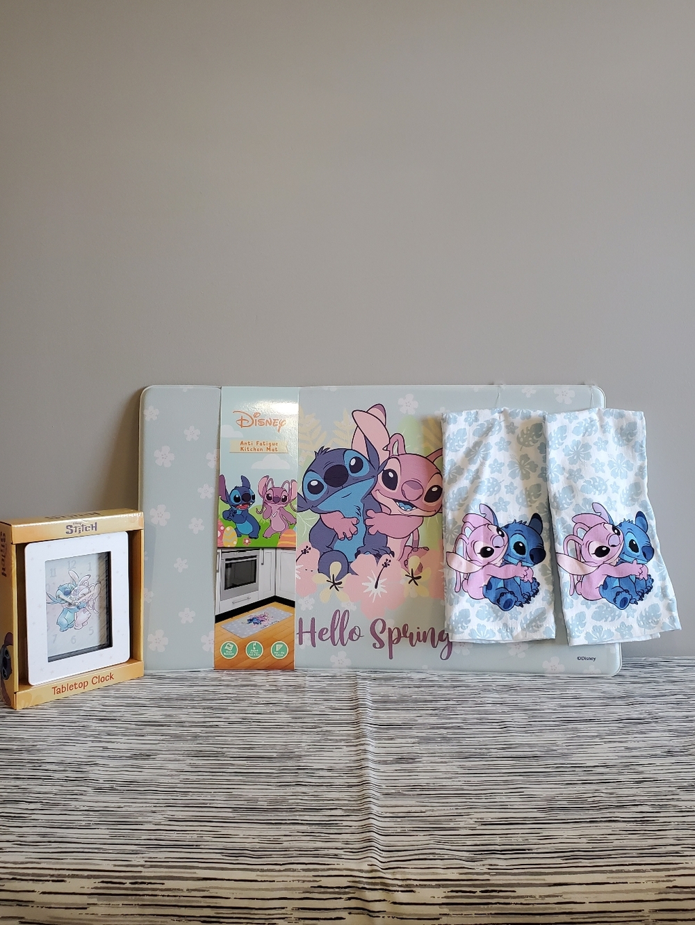 Disney Stitch & Angel Kitchen Set with 2 Towels, Tabletop Clock, and Floor Mat - Picture 8 of 8